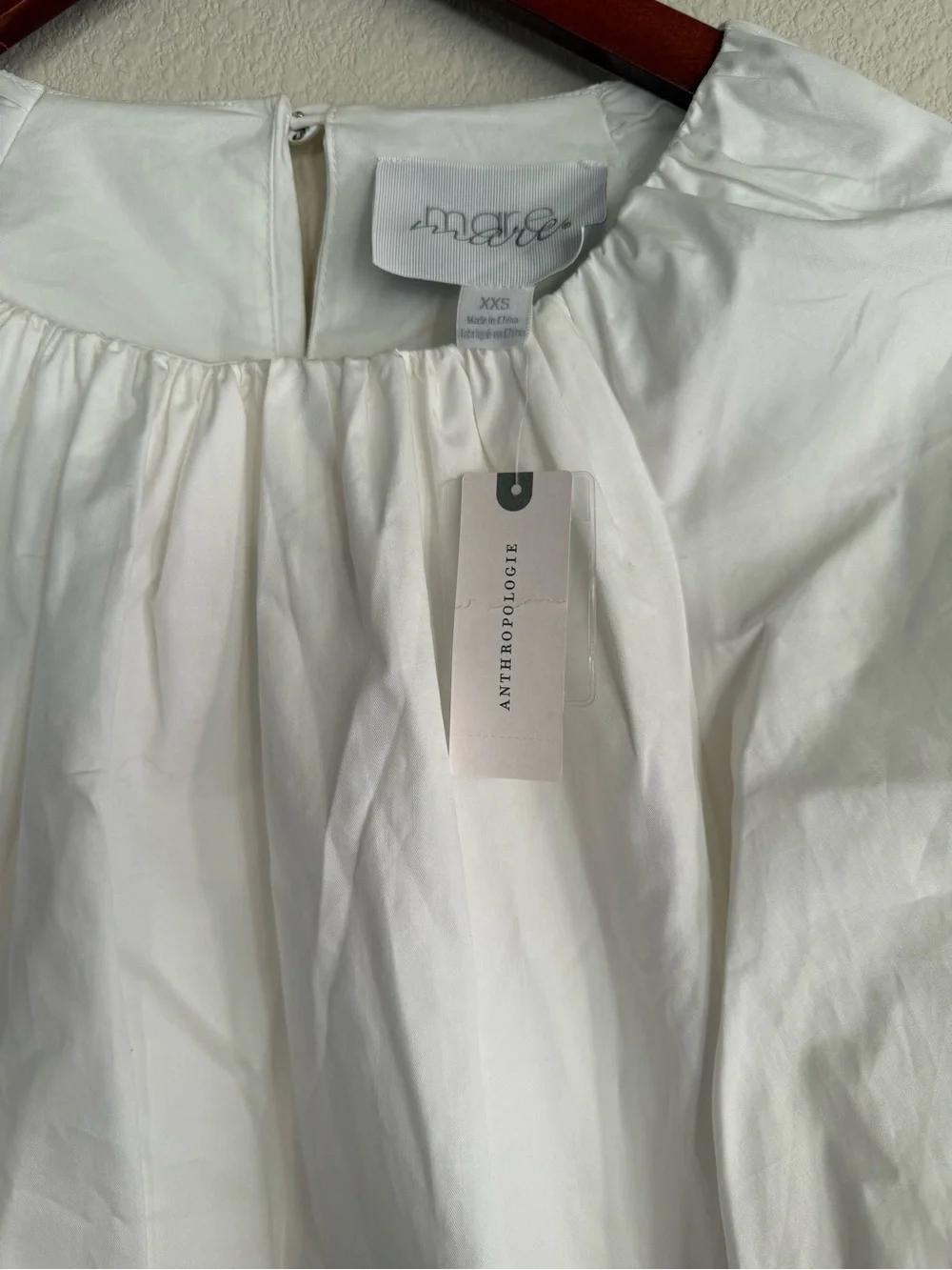 NWT Anthropologie Mare Mare White Cotton Puff Balloon Sleeve Blouse Top XXS/XS